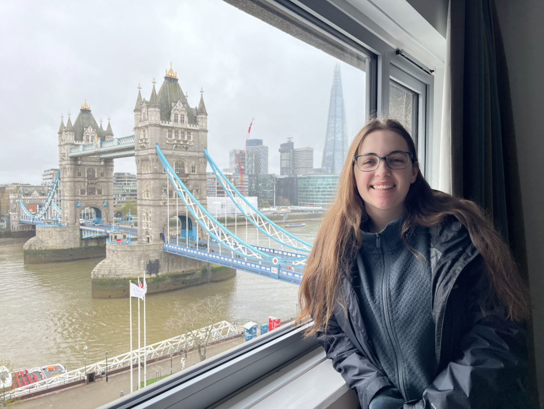 Picture of Rachel with the Tower of London in the background